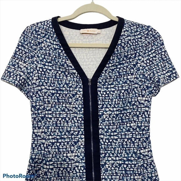 Tory Burch Geometric Print Zip Front Ponte Dress - Picture 7 of 14